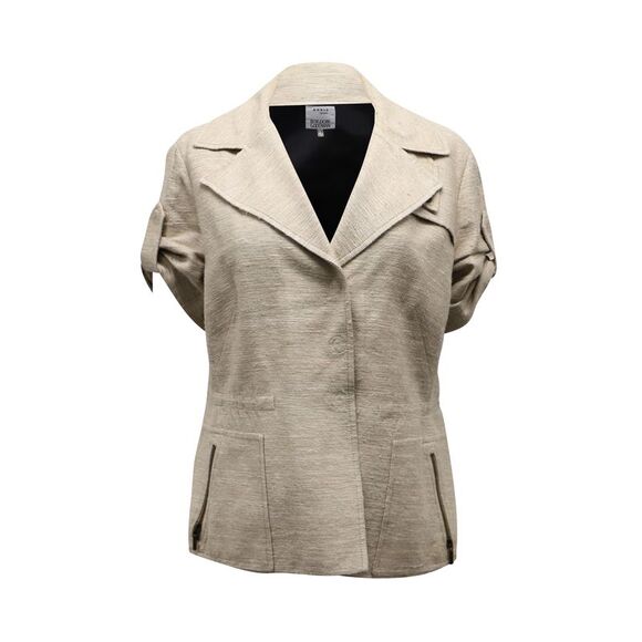 Akris Punto Wide Collar Jacket in Beige Silk,All Products : American Fashion Style Bags On Sale
